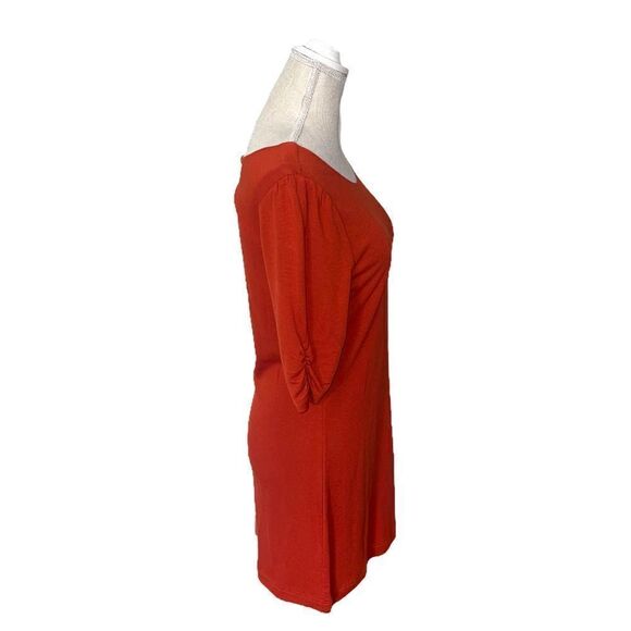 Banana Republic Ruched Sleeve Shift Dress in Burnt Tangerine Medium NWT - Picture 5 of 12